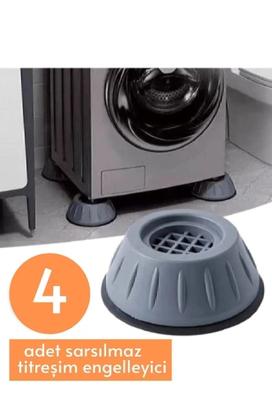 Gri Çamaşır Makinesi Titreşim Engelleyici Stoper 4 Lü Set