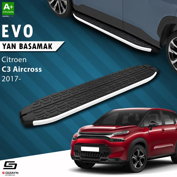S-Dizayn Citroen C3 Aircross Evo Aluminyum Yan Basamak 183 Cm 2017 Üzeri A+ Kalite ürün görseli 1