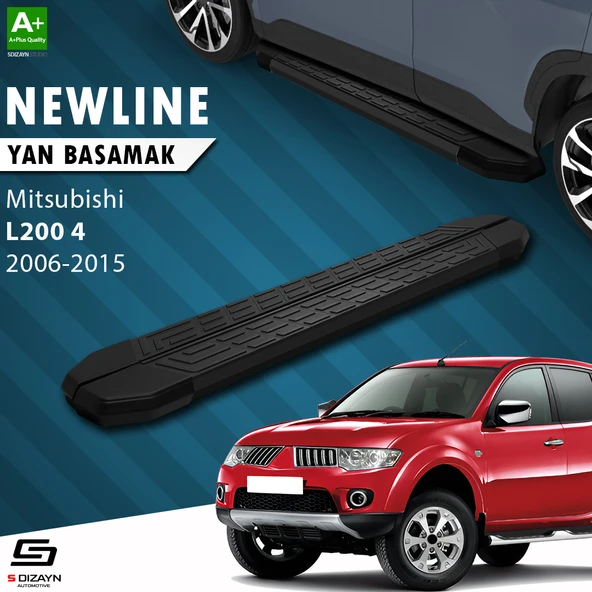 S-Dizayn Mitsubishi L200 4 NewLine Siyah Yan Basamak 193 Cm 2006-2011 A+ Kalite ürün görseli 1