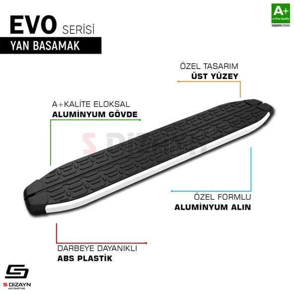 S-Dizayn Toyota Proace City Kısa Şase Evo Aluminyum Yan Basamak 203 Cm 2018 Üzeri A+ Kalite - 7