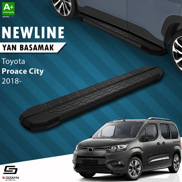 S-Dizayn Toyota Proace City Kısa Şase NewLine Siyah Yan Basamak 203 Cm 2018 Üzeri A+ Kalite ürün görseli 1