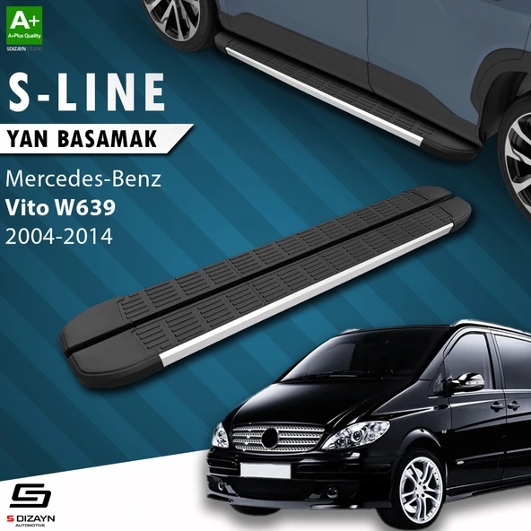 S-Dizayn Mercedes Vito W639 Uzun Şase S-Line Aluminyum Yan Basamak 253 Cm 2004-2014 A+ Kalite ürün görseli 1
