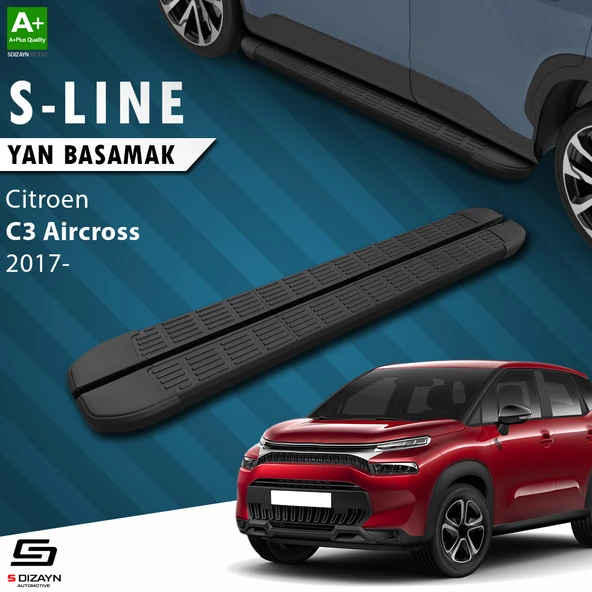S-Dizayn Citroen C3 Aircross S-Line Siyah Yan Basamak 183 Cm 2017 Üzeri A+ Kalite ürün görseli 1