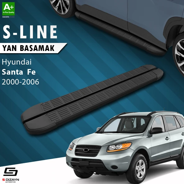 S-Dizayn Hyundai Santa Fe S-Line Siyah Yan Basamak 163 Cm 2000-2006 A+ Kalite ürün görseli