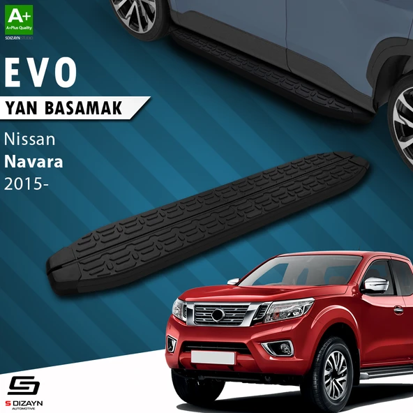 S-Dizayn Nissan Navara 3 Evo Siyah Yan Basamak 203 Cm 2015 Üzeri A+ Kalite ürün görseli 1