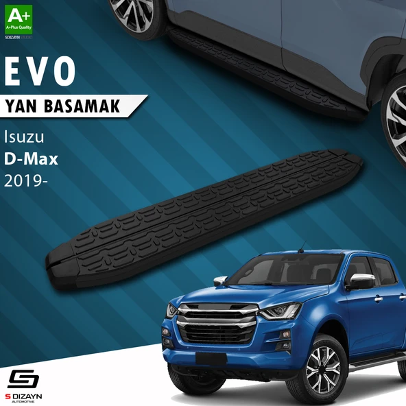 S-Dizayn Isuzu D-Max 3 Evo Siyah Yan Basamak 203 Cm 2019 Üzeri A+ Kalite ürün görseli 1