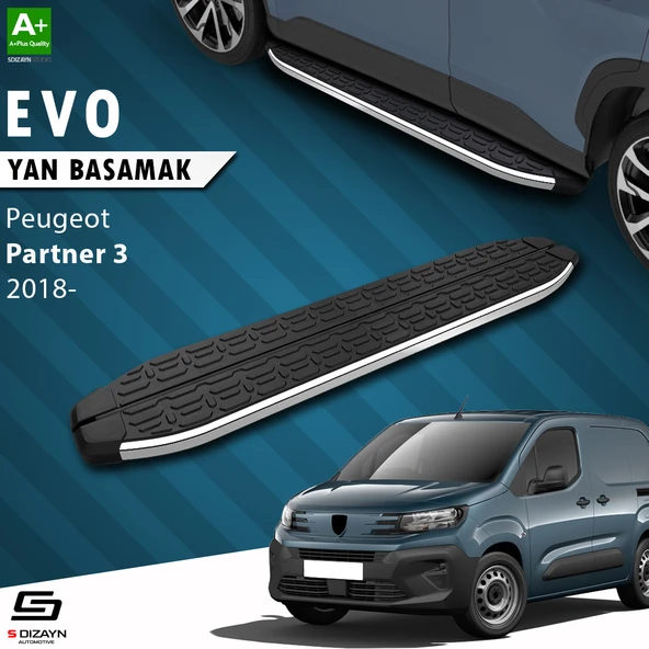 S-Dizayn Peugeot Partner 3 Uzun Şase Evo Krom Yan Basamak 213 Cm 2018 Üzeri A+ Kalite ürün görseli