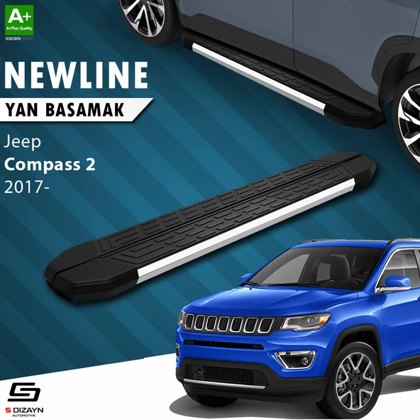 S-Dizayn Jeep Compass 2 NewLine Krom Yan Basamak 173 Cm 2017 Üzeri A+ Kalite ürün görseli 1