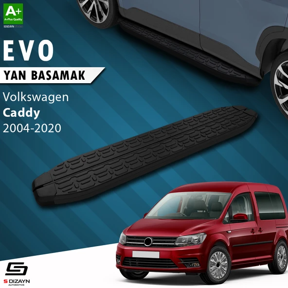 S-Dizayn VW Caddy 3 Uzun Şase Evo Siyah Yan Basamak 223 Cm 2004-2020 A+ Kalite ürün görseli 1