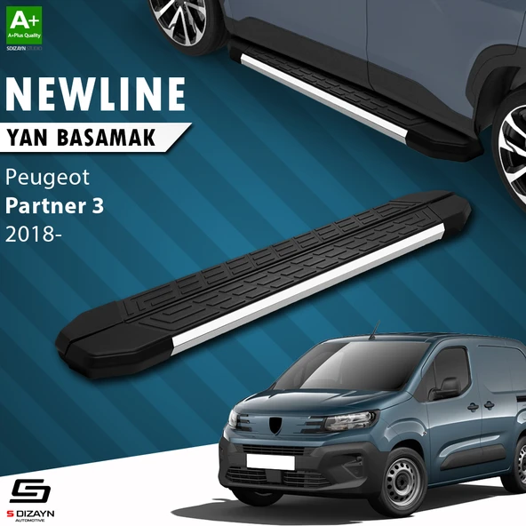 S-Dizayn Peugeot Partner 3 NewLine Krom Yan Basamak 203 Cm 2018 Üzeri A+ Kalite ürün görseli