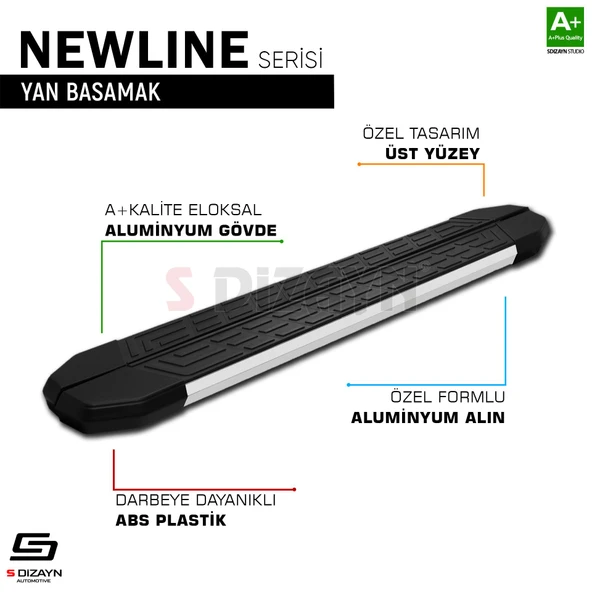 S-Dizayn Chevrolet Trax NewLine Aluminyum Yan Basamak 163 Cm 2013-2022 A+ Kalite - 7