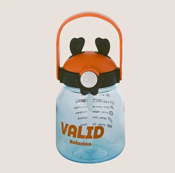 Çıkartma Hediyeli, Ithal Lüx Kulaklı mavil-Turuncu Matara/suluk 1100 ml - 3