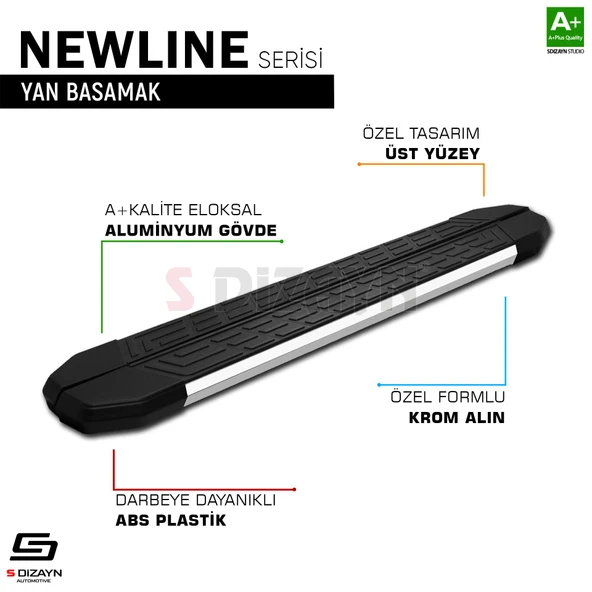 S-Dizayn VW Transporter T5 Kısa Şase NewLine Krom Yan Basamak 213 Cm 2003-2010 A+ Kalite - 7