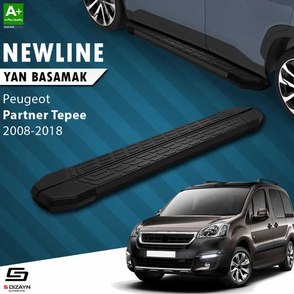 S-Dizayn Peugeot Partner 2 Tepee NewLine Siyah Yan Basamak 193 Cm 2008-2018 A+ Kalite ürün görseli