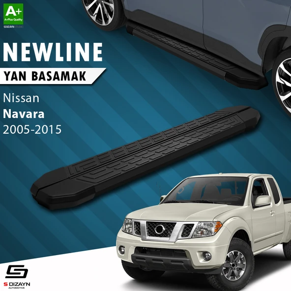 S-Dizayn Nissan Navara 2 NewLine Siyah Yan Basamak 203 Cm 2005-2015 A+ Kalite ürün görseli