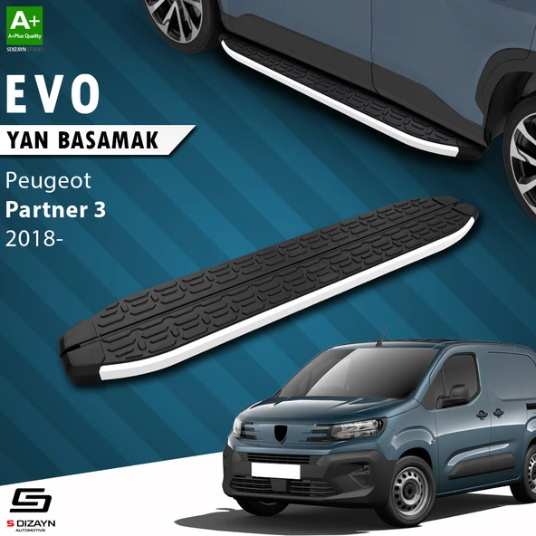 S-Dizayn Peugeot Partner 3 Evo Aluminyum Yan Basamak 203 Cm 2018 Üzeri A+ Kalite ürün görseli