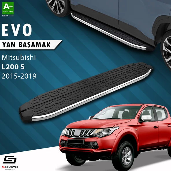 S-Dizayn Mitsubishi L200 5 Evo Krom Yan Basamak 193 Cm 2015-2019 A+ Kalite ürün görseli 1
