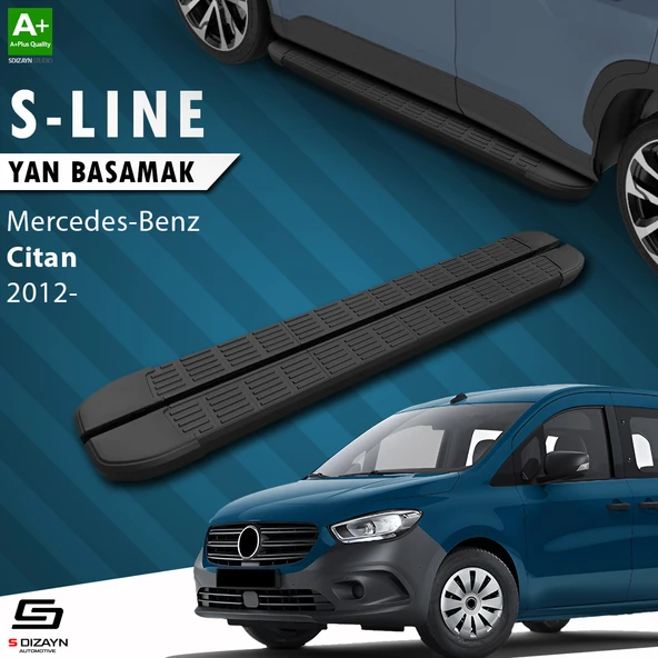 S-Dizayn Mercedes Citan Uzun Şase S-Line Siyah Yan Basamak 223 Cm 2012-2021 A+ Kalite ürün görseli