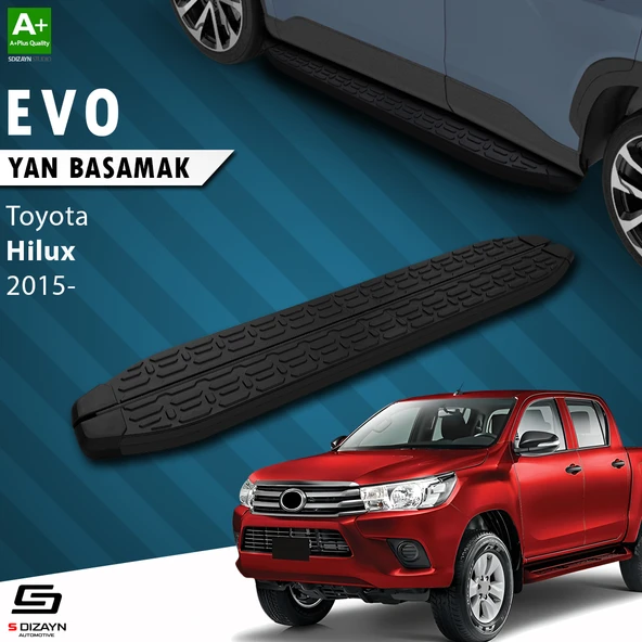 S-Dizayn Toyota Hilux 8 Evo Siyah Yan Basamak 203 Cm 2015 Üzeri A+ Kalite ürün görseli