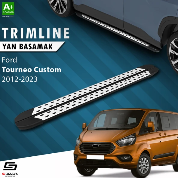 S-Dizayn Ford Tourneo Custom Uzun Şase TrimLine Gri Yan Basamak 246 Cm 2012-2023 A+ Kalite - 1