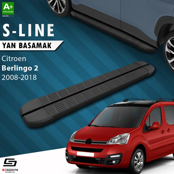S-Dizayn Citroen Berlingo 2 S-Line Siyah Yan Basamak 193 Cm 2008-2018 A+ Kalite ürün görseli