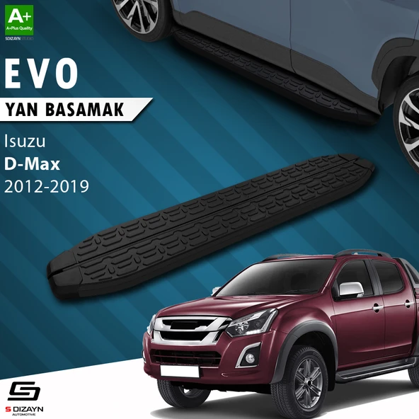 S-Dizayn Isuzu D-Max 2 Evo Siyah Yan Basamak 203 Cm 2012-2019 A+ Kalite ürün görseli 1