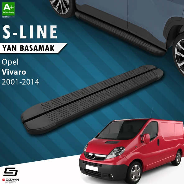 S-Dizayn Opel Vivaro A Uzun Şase S-Line Siyah Yan Basamak 263 Cm 2001-2014 A+ Kalite ürün görseli 1