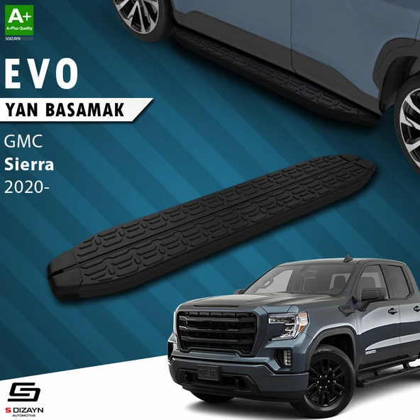 S-Dizayn GMC Sierra 5 Uzun Şase Evo Siyah Yan Basamak 253 Cm 2020 Üzeri A+ Kalite ürün görseli