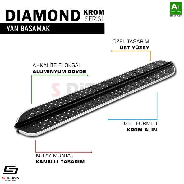 S-Dizayn Renault Kangoo Diamond Krom Yan Basamak 183 Cm 1998-2007 A+ Kalite - 7