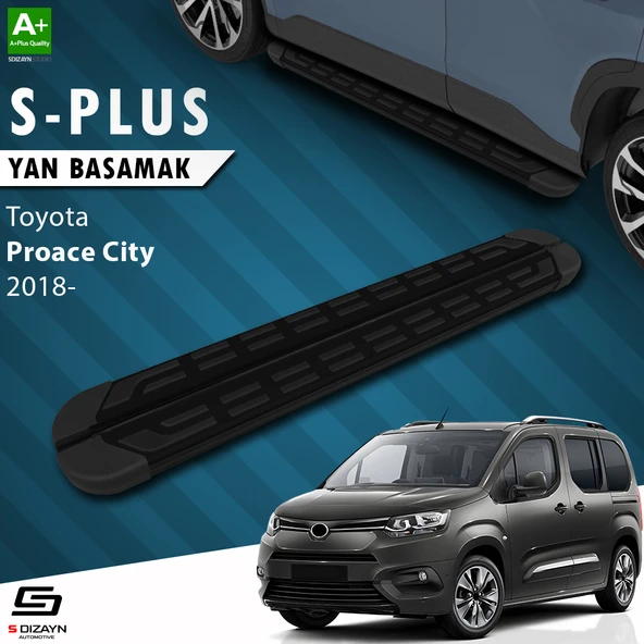 S-Dizayn Toyota Proace City Kısa Şase S-Plus Siyah Yan Basamak 203 Cm 2018 Üzeri ürün görseli 1