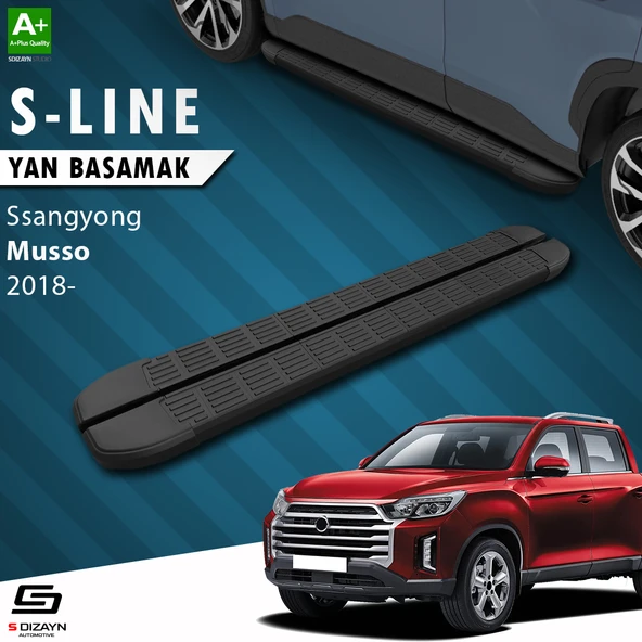 S-Dizayn Ssangyong Musso S-Line Siyah Yan Basamak 203 Cm 2018 Üzeri A+ Kalite ürün görseli