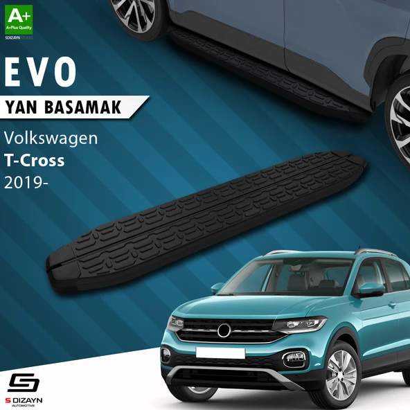 S-Dizayn VW T-Cross Evo Siyah Yan Basamak 173 Cm 2019-2023 A+ Kalite ürün görseli 1