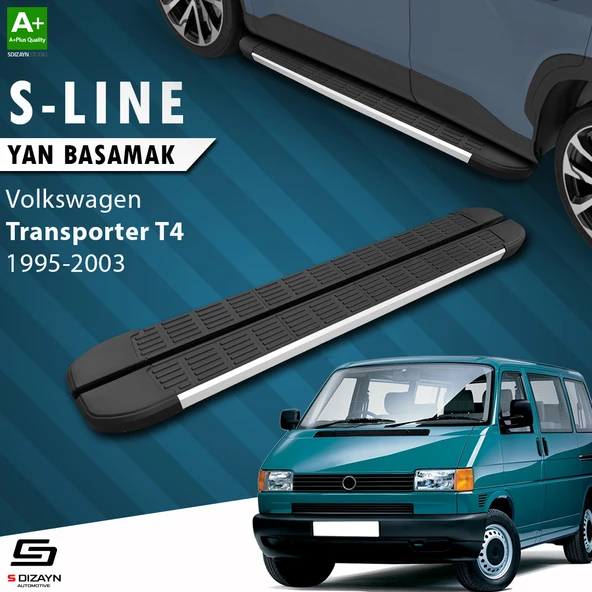 S-Dizayn VW Transporter T4 Uzun Şase S-Line Aluminyum Yan Basamak 253 Cm 1995-2003 A+ Kalite ürün görseli 1