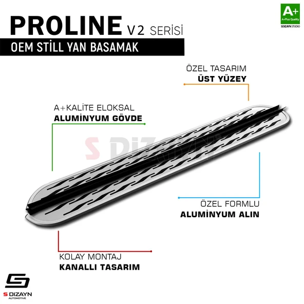 S-Dizayn Jeep Cherokee KL OEM Still Pro V2 Aluminyum Yan Basamak 173 Cm 2013-2023 A+ Kalite - Resim 7