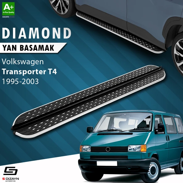 S-Dizayn VW Transporter T4 Kısa Şase Diamond Krom Yan Basamak 213 Cm 1995-2003 A+ Kalite ürün görseli