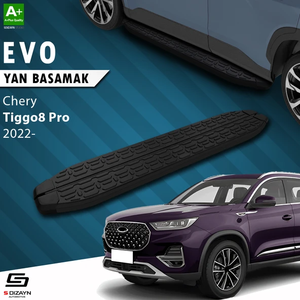 S-Dizayn Chery Tiggo8 Pro Evo Siyah Yan Basamak 183 Cm 2022 Üzeri A+ Kalite ürün görseli