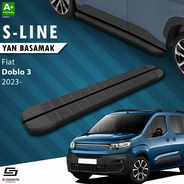 S-Dizayn Fiat Doblo 3 Uzun Şase S-Line Siyah Yan Basamak 213 Cm 2023 Üzeri A+ Kalite ürün görseli