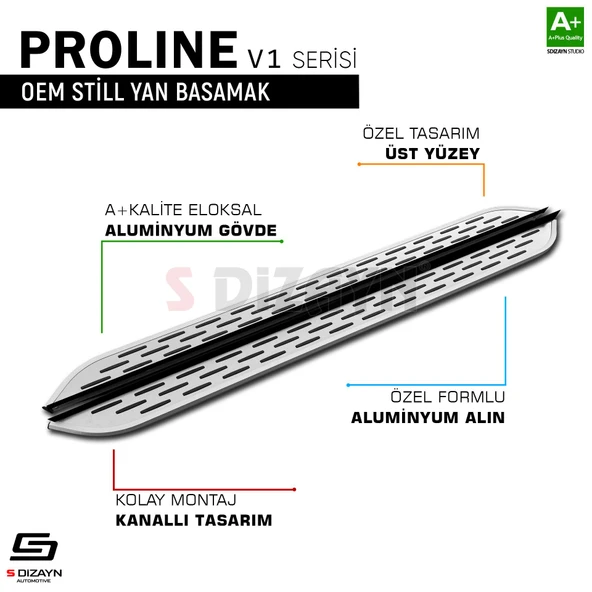 S-Dizayn Nissan X-Trail T31 OEM Still Pro V1 Aluminyum Yan Basamak 173 Cm 2007-2014 A+ Kalite - Resim 7