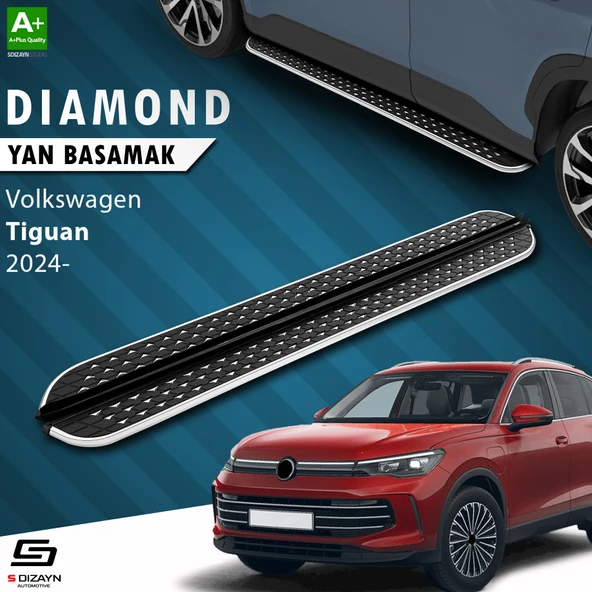 S-Dizayn VW Tiguan 3 Diamond Krom Yan Basamak 183 Cm 2024 Üzeri A+ Kalite ürün görseli