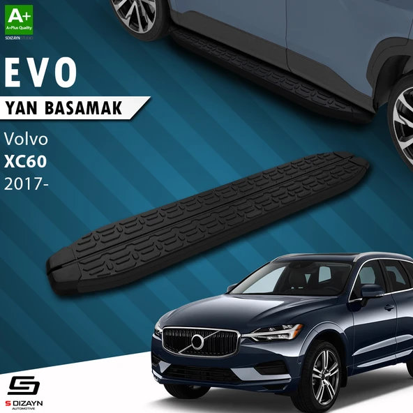 S-Dizayn Volvo Xc60 2 Evo Siyah Yan Basamak 193 Cm 2017 Üzeri A+ Kalite ürün görseli 1
