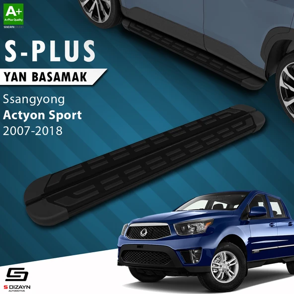 S-Dizayn Ssangyong Actyon Sports S-Plus Siyah Yan Basamak 203 Cm 2007-2018 A+ Kalite ürün görseli