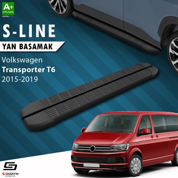 S-Dizayn VW Transporter T6 Kısa Şase S-Line Siyah Yan Basamak 213 Cm 2015-2019 A+ Kalite ürün görseli