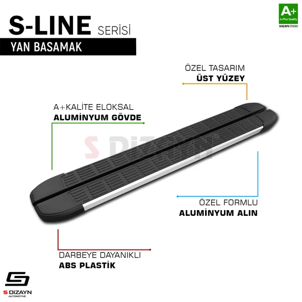 S-Dizayn Peugeot Expert 2 Kısa Şase S-Line Aluminyum Yan Basamak 213 Cm 2007-2016 - Resim 7