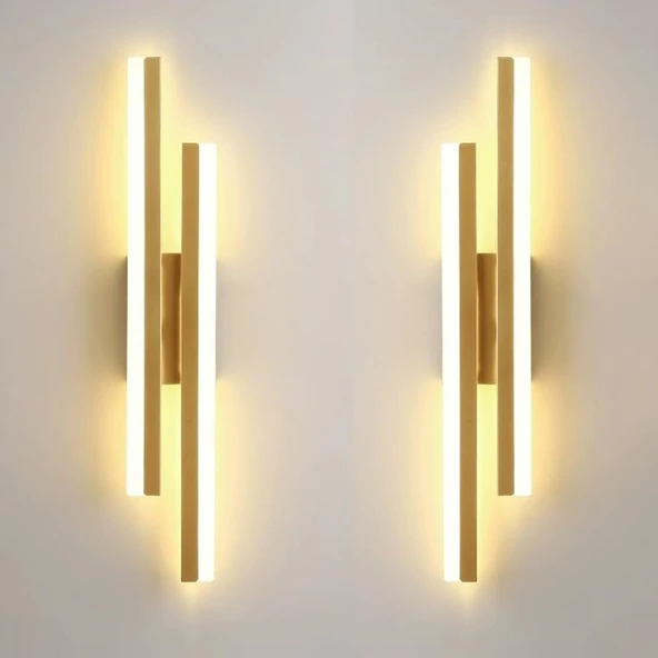 2 ADET Elektrikle Çalışır, 12 Watt , 3000 Kelvin Gün Işığı Led Aplik, İç Merkan Led Duvar Armatürü - Resim 2