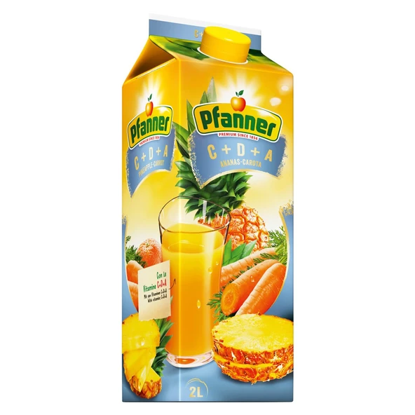 Pfanner 2 lt C+D+A Ananas-Carota ve Multivitamin Meyve Suyu 2 li Paket - 2