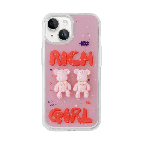 Apple iPhone 15 Kılıf Kabartma Figürlü Parlak Zore Minimini Silikon Kapak - Resim 7