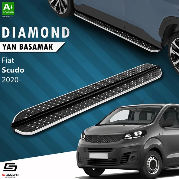 S-Dizayn Fiat Scudo 3 Kısa Şase Diamond Krom Yan Basamak 213 Cm 2020 Üzeri A+ Kalite ürün görseli 1