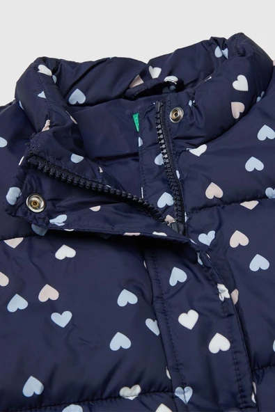 United Colors of Benetton Kız Bebek 2V3YGJ00O-25K Desenli Yelek Lacivert - Resim 3