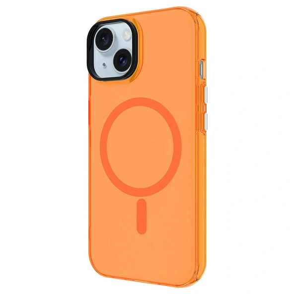 Apple iPhone 15 Kılıf Zore M-safe Şarj Özellikli Buzlu Transparan C-Pro Sert Kapak - Resim 2