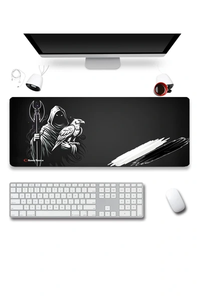 SonicTouch Kartalın Efendisi Siyah Beyaz Dikişsiz Pürüzsüz Sıvı Geçirmez XXL Gamer Klavye Mousepad 40x90cm ürün görseli